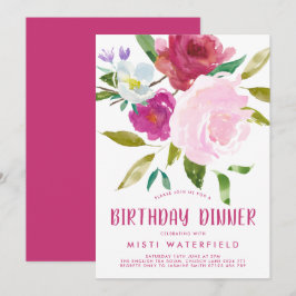 Bold Floral Birthday Dinner Einladung