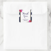 Bold Floral Blue & Gold Elegante Klasse Moderne Quadratischer Aufkleber (Tasche)