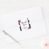 Bold Floral Blue & Gold Elegante Klasse Moderne Quadratischer Aufkleber (Umschlag)