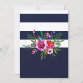 Bold Floral Blue & Gold Elegante Moderne Hochzeit Einladung (Rückseite)