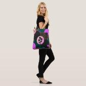 Bold Floral Circle Tote Bag – Modern Abstract Flow Tasche (Am Model)