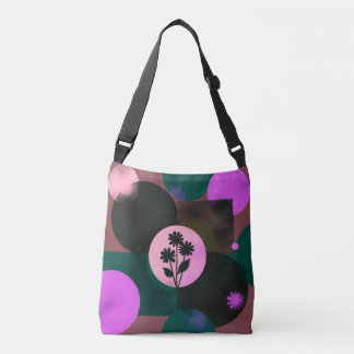 Bold Floral Circle Tote Bag – Modern Abstract Flow Tragetaschen Mit Langen Trägern