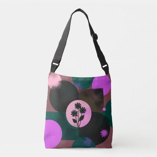 Bold Floral Circle Tote Bag – Modern Abstract Flow Tragetaschen Mit Langen Trägern (Vorderseite)