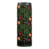 Bold Floral Damask Sonnenblume Boho Schwarzes Volk Thermosbecher (Rückseite)