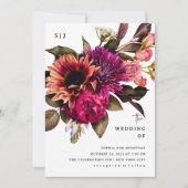 Bold Floral | Dramatische und elegante Hochzeit Einladung (Vorderseite)
