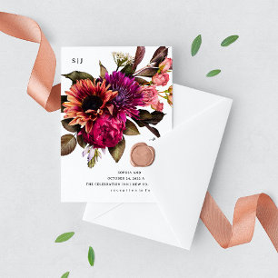 Bold Floral Dramatische und elegante Hochzeit Einladung