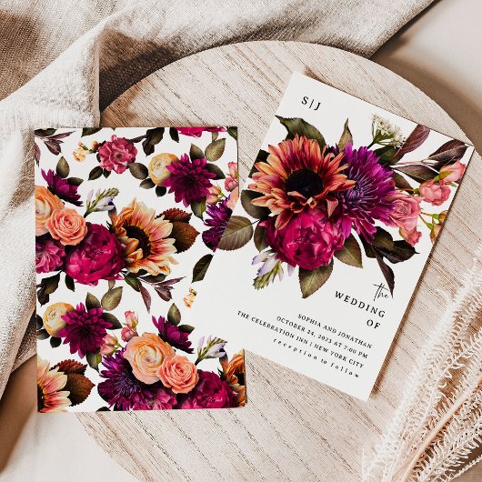 Bold Floral | Dramatische und elegante Hochzeit Einladung