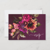 Bold Floral | Dramatische und elegante Hochzeit RSVP Karte (Rückseite)
