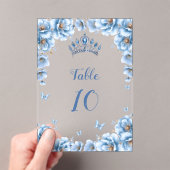 Bold Floral Dusty Blue Quinceañera Tischnummer (Insitu (Handheld))