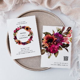 Bold Floral | Farblich und elegant mit QR-Code Save The Date