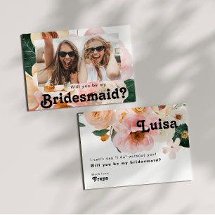 Bold Floral Foto Bridesmaid Vorschlagskarte Einladung