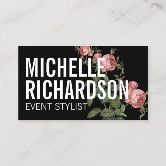 Bold Floral II Event Plane Business Card Visitenkarte (Vorderseite)