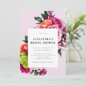 Bold Floral | Modernes farbiges Brautparty Einladung (Stehend Vorderseite)