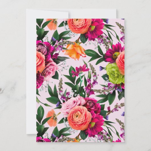 Bold Floral | Modernes farbiges Brautparty Einladung (Rückseite)