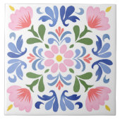 Bold Floral on White Background Decorative Fliese (Vorderseite)
