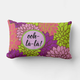 Bold Floral Ooh-la-la-Lumbar Pillow Pink Ppl Green Lendenkissen