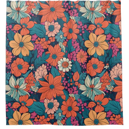 Bold Floral Pattern Modern Flower  Duschvorhang (Vorderseite)