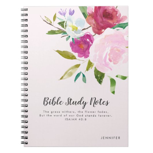 Bold Floral Personalisiert Bible Studies Notebook Notizblock (Vorderseite)