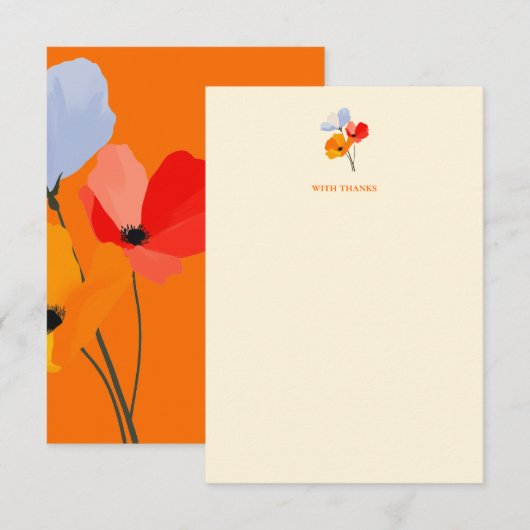 Bold floral Poppy Danke Karten (Vorne/Hinten)