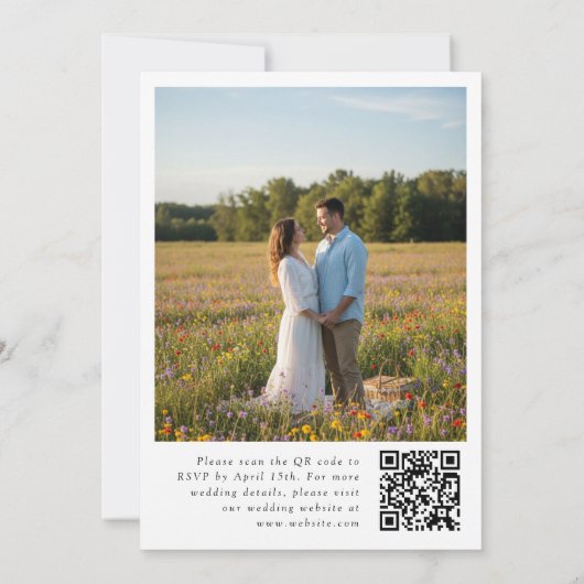 Bold Floral QR Code Photo Wedding Einladung (Rückseite)