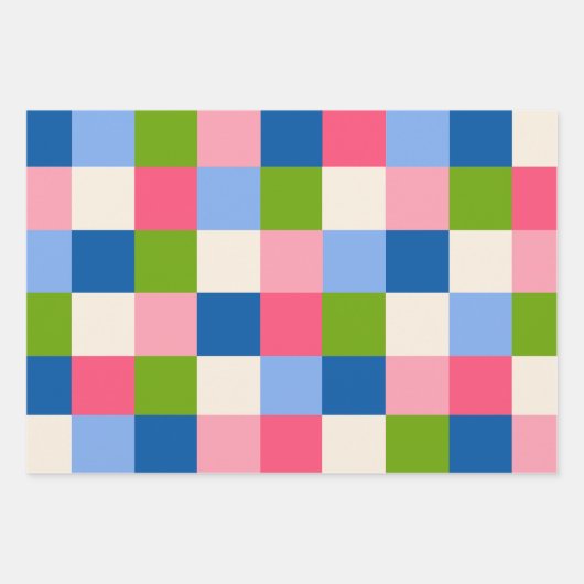 Bold Floral Square Bow Muster Maximal farbenfroh Geschenkpapier Set (Vorderseite 2)