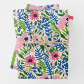Bold Floral Square Bow Muster Maximal farbenfroh Geschenkpapier Set (Beispiel)