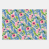 Bold Floral Square Bow Muster Maximal farbenfroh Geschenkpapier Set (Vorderseite)