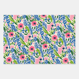 Bold Floral Square Bow Muster Maximal farbenfroh Geschenkpapier Set