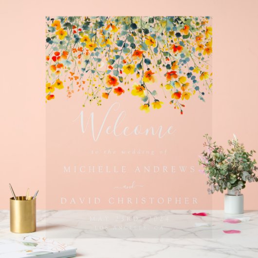 Bold Floral Wedding Acrylschild (Hochzeit)