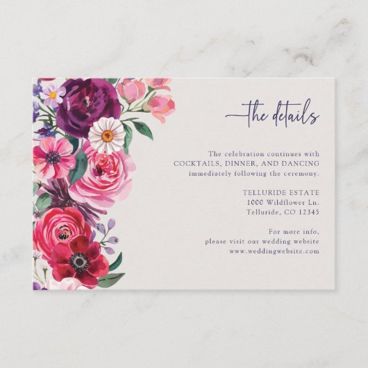 Bold Floral Wedding Begleitkarte (Vorderseite)