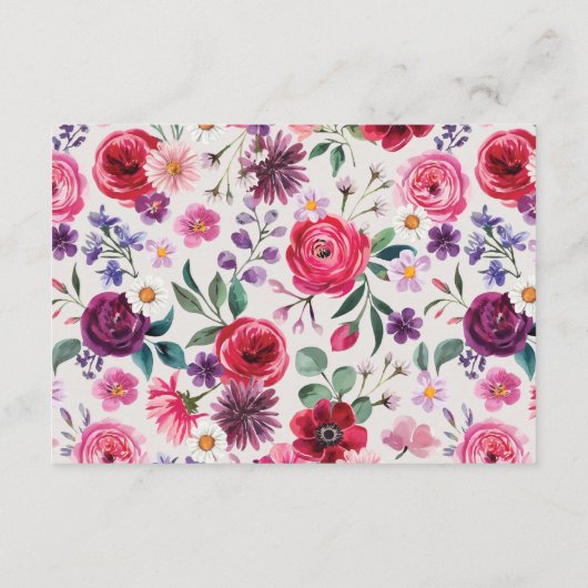 Bold Floral Wedding Begleitkarte (Rückseite)