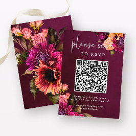 Bold Floral Wedding | UAWG mit QR-Code Begleitkarte