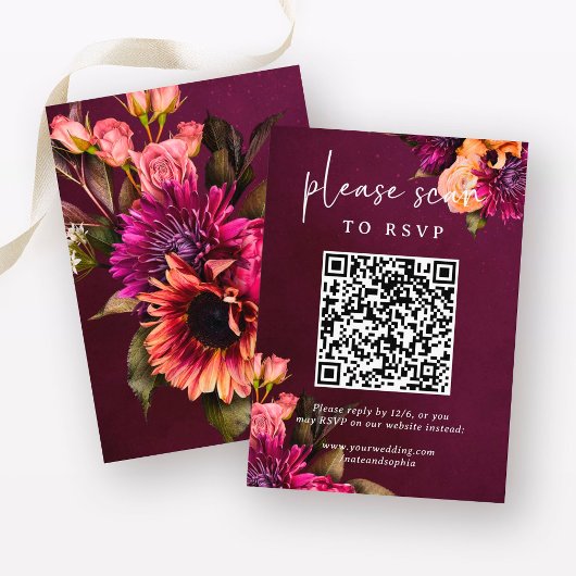 Bold Floral Wedding | UAWG mit QR-Code Begleitkarte