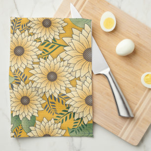 Bold Floral Yellow Sonnenblume Garten Geschirrtuch