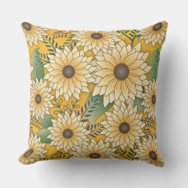Bold Floral Yellow Sonnenblume Garten Kissen
