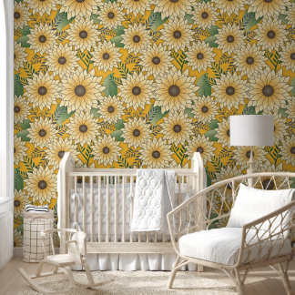 Bold Floral Yellow Sonnenblume Garten Tapete