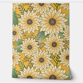 Bold Floral Yellow Sonnenblume Garten Tapete
