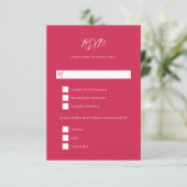 Bold Florals Magenta Orange Wedding RSVP Karte (Stehend Vorderseite)
