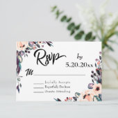 Bold Florals mit Skripttypografie Wedding RSVP Karte (Stehend Vorderseite)