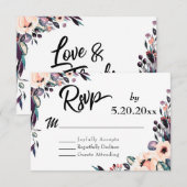 Bold Florals mit Skripttypografie Wedding RSVP Karte (Vorne/Hinten)