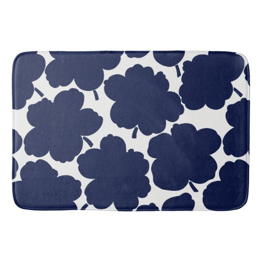 Bold Florals Monochrome Navy Badematte (Vorderseite)