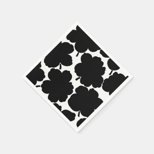 Bold Florals Monochrome Schwarz & Weiß Serviette (Ecke)