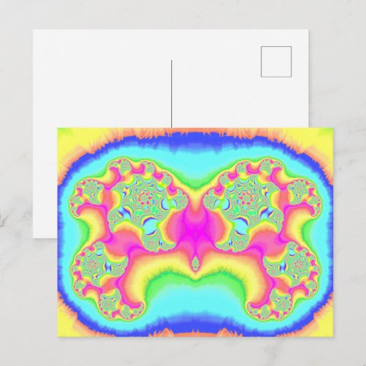 BOLD ~ FLUORO PINK ~ 3D-Fraktal Design ~ Postkarte (Vorne/Hinten)