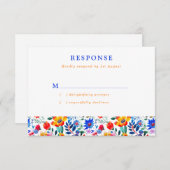 Bold Folk Floral Fiesta Wedding RSVP Karte (Vorne/Hinten)