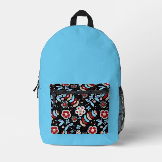 Bold Folk Floral Pattern Bedruckter Rucksack (Vorderseite)