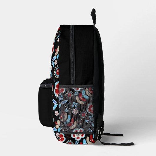 Bold Folk Floral Pattern Bedruckter Rucksack (Rechts)