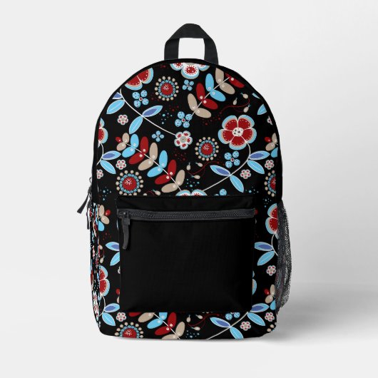 Bold Folk Floral Pattern Bedruckter Rucksack (Vorderseite)