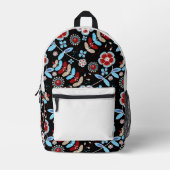 Bold Folk Floral Pattern Bedruckter Rucksack (Vorderseite)