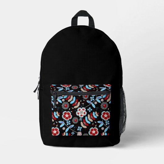 Bold Folk Floral Pattern Bedruckter Rucksack (Vorderseite)