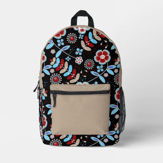 Bold Folk Floral Pattern Bedruckter Rucksack (Vorderseite)